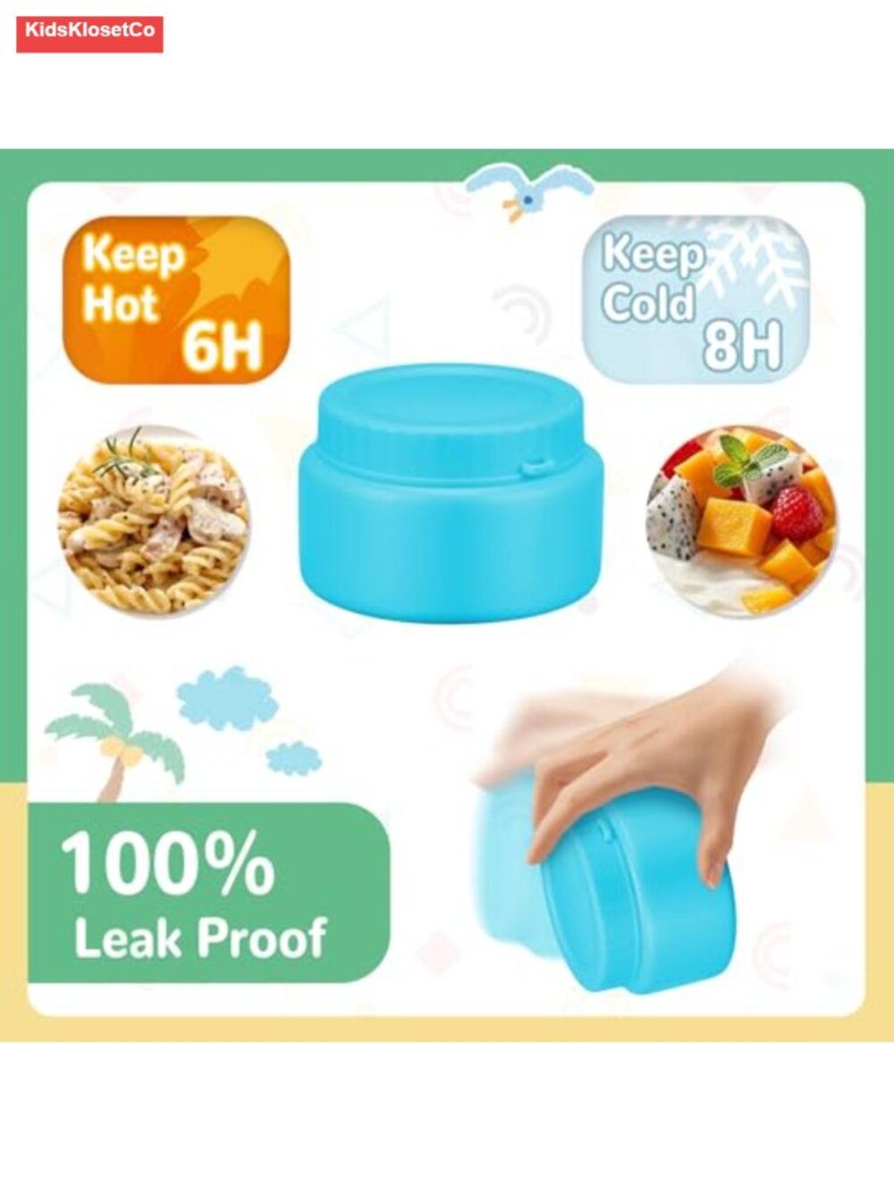 Kids Bento Lunch Box Leak-Proof Insulated with Thermo and Bag - Picture 5 of 6